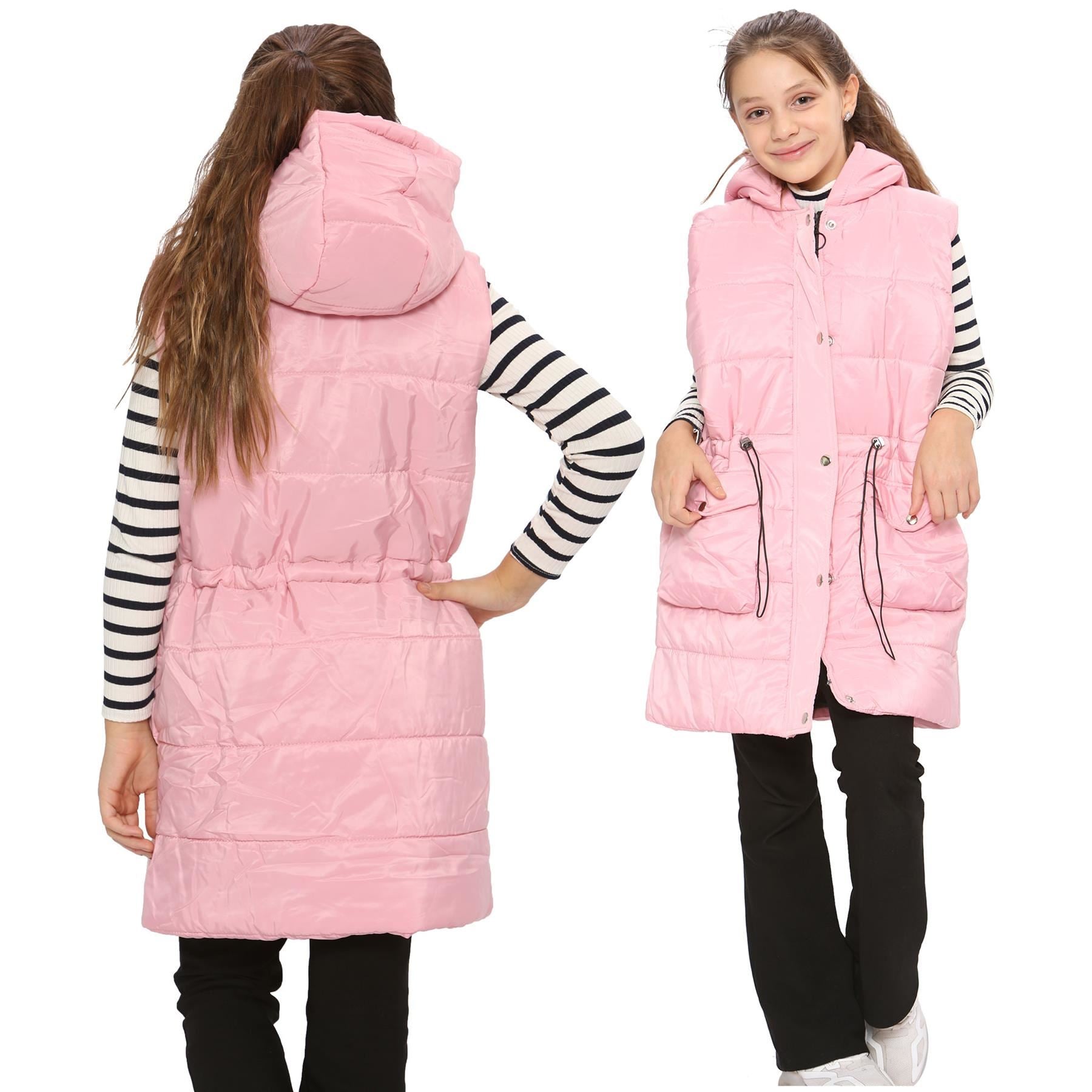 Kids Girls Oversized Gilet Long Line Style Jacket