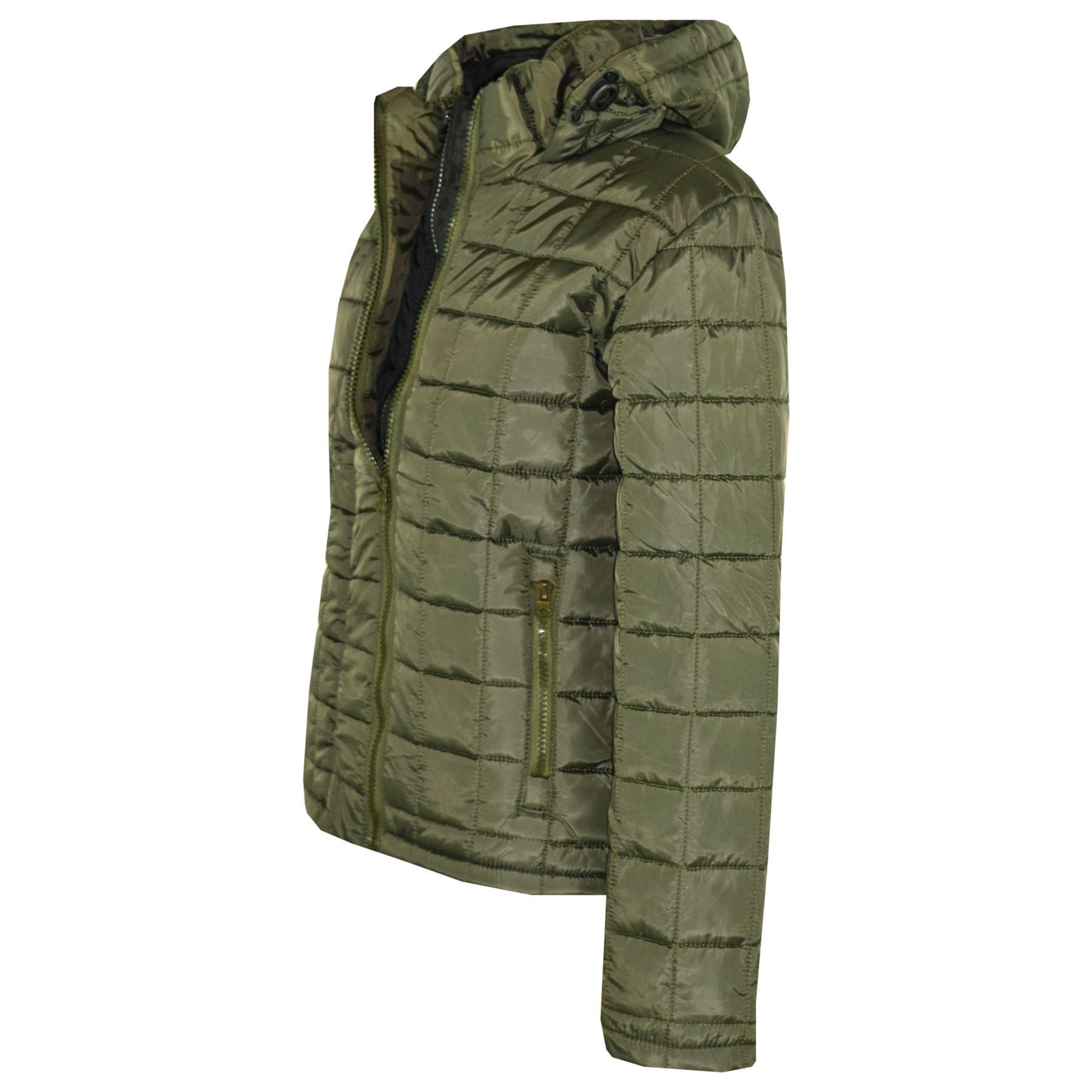 Kids Padded Olive Jackets Boys Hooded Puffer