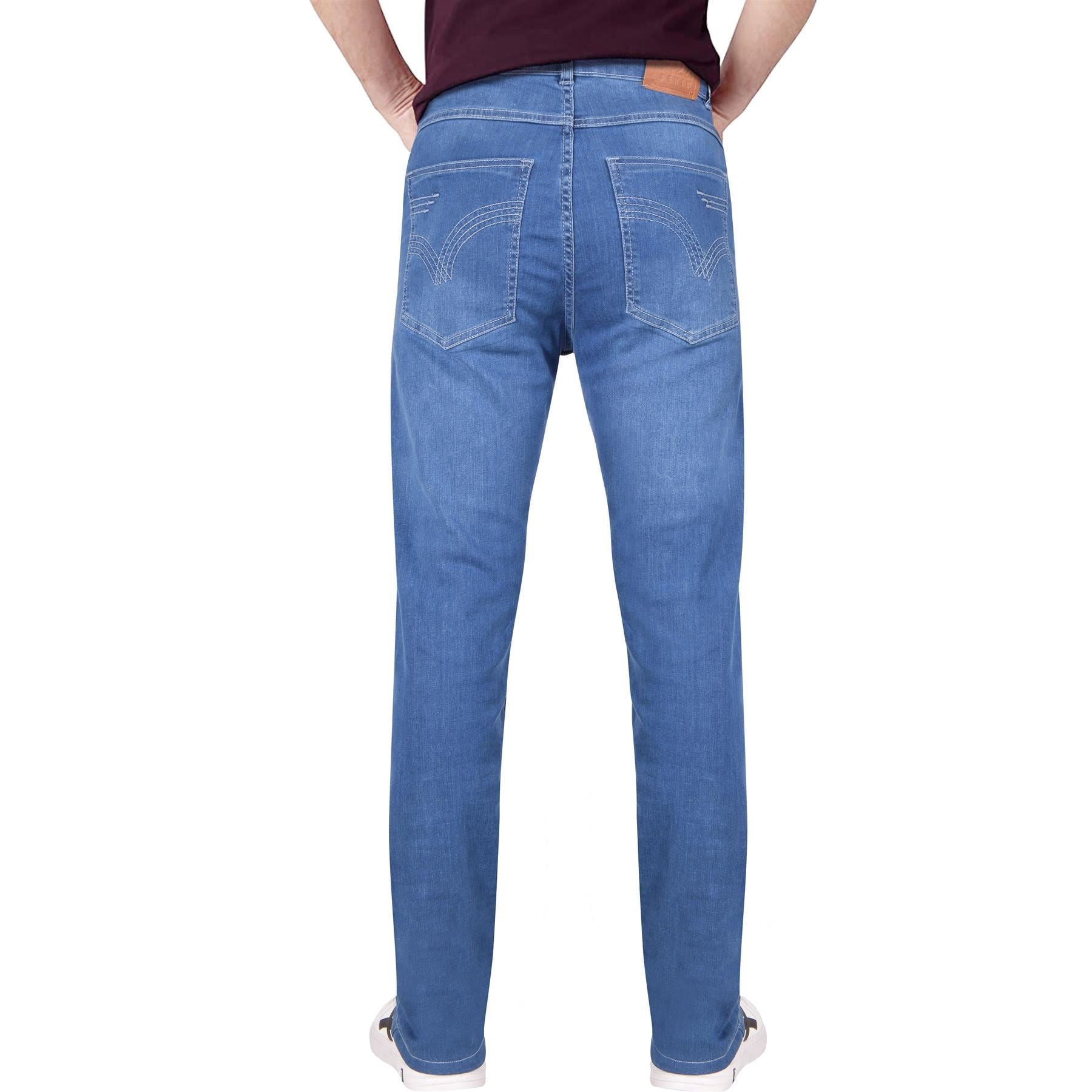 Mens Denim Jeans Straight Fit Boot Cut Jeans Comfort Stretch Trousers Pants