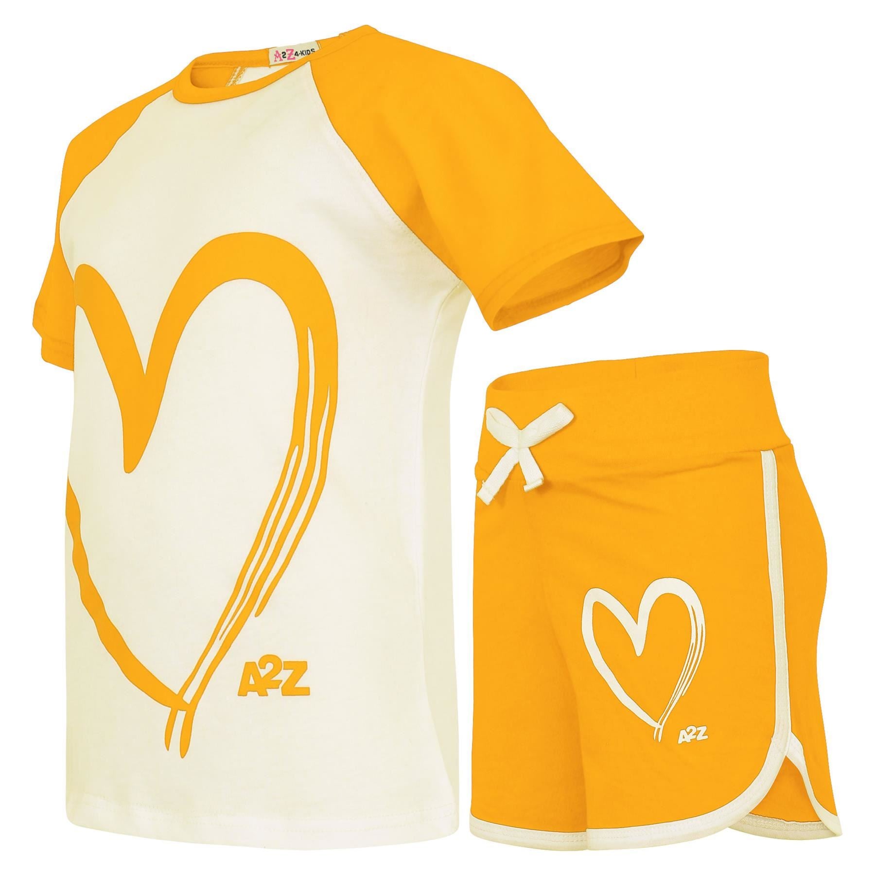 Girls T Shirt Sports Yellow Summer Outfit Shorts Set