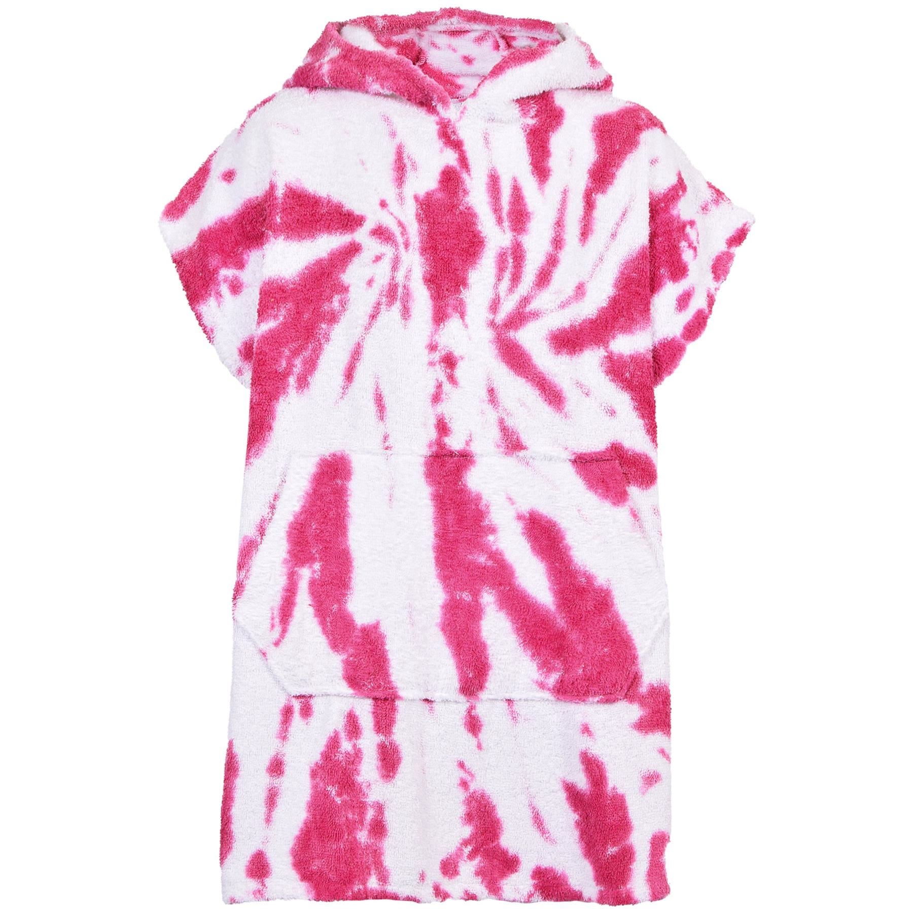 Kids Bathrobe 100% Cotton Tie Dye Pink Hooded Dressing Gown Girls 2-13 Yrs