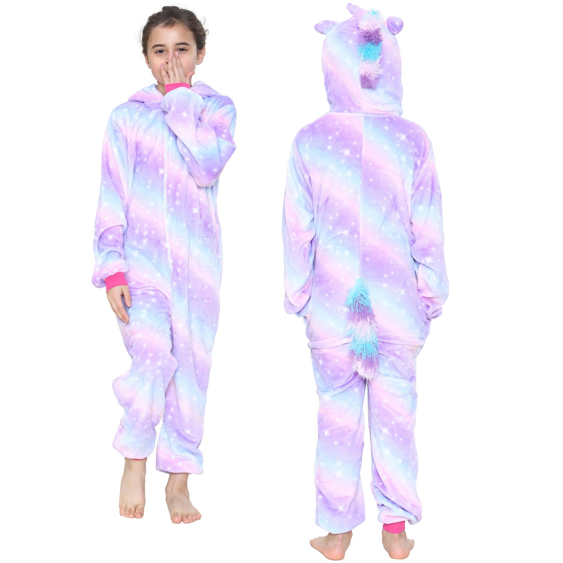 Kids A2Z Onesie One Piece Unicorn Galaxy Lilac Pyjamas World Book Day Costume