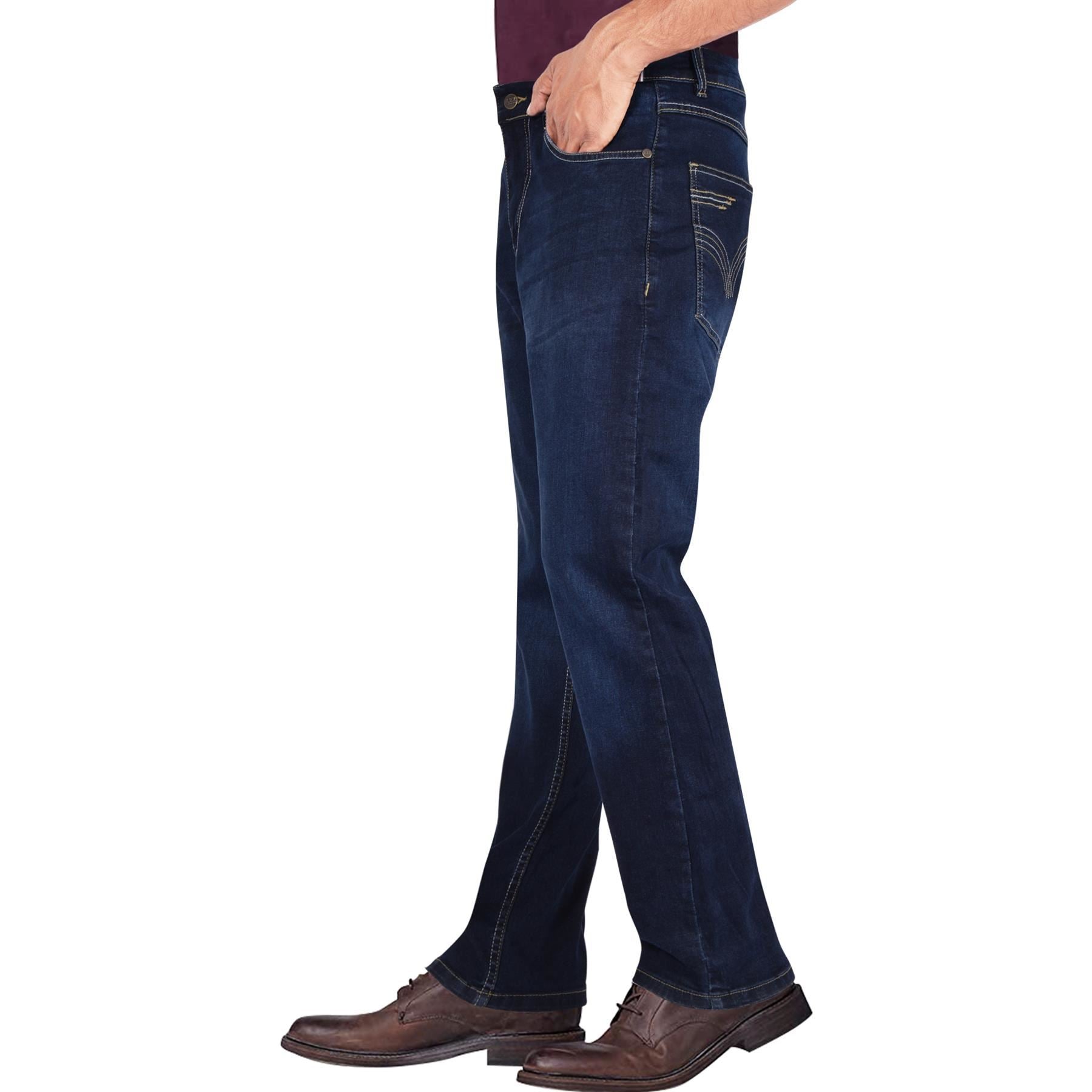 Mens Denim Jeans Straight Fit Boot Cut Jeans Comfort Stretch Trousers Pants