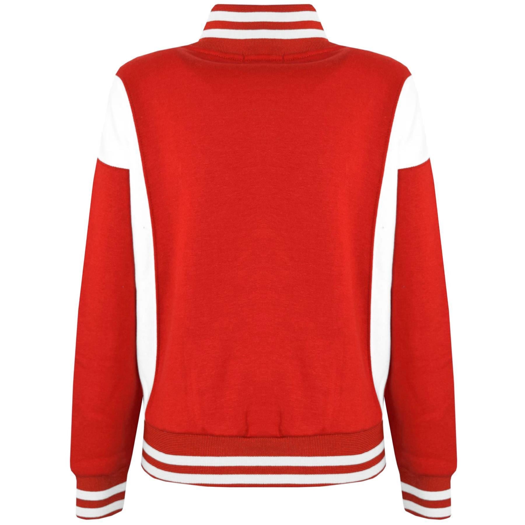 Kids B.B Plain Jacket New Red Varsity Style Long Sleeve Coat Girls Boys 2-13 Yrs