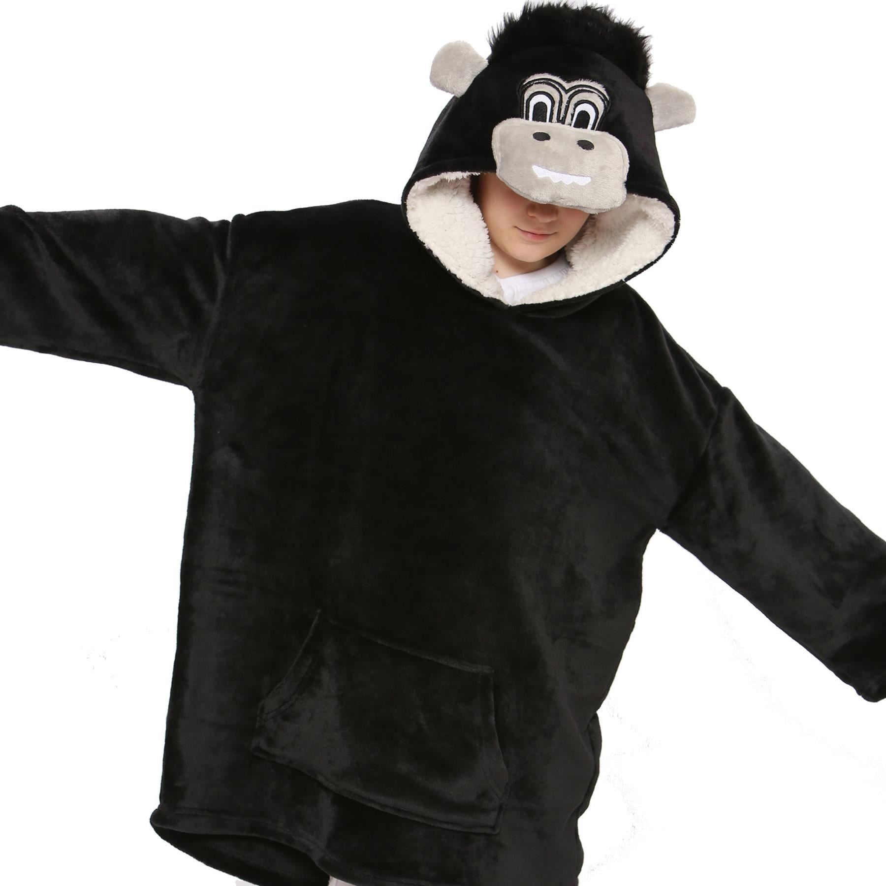 Unisex Men's Ladies Oversized World Book Day Hoodie Gorilla Snuggle Soft Blanket