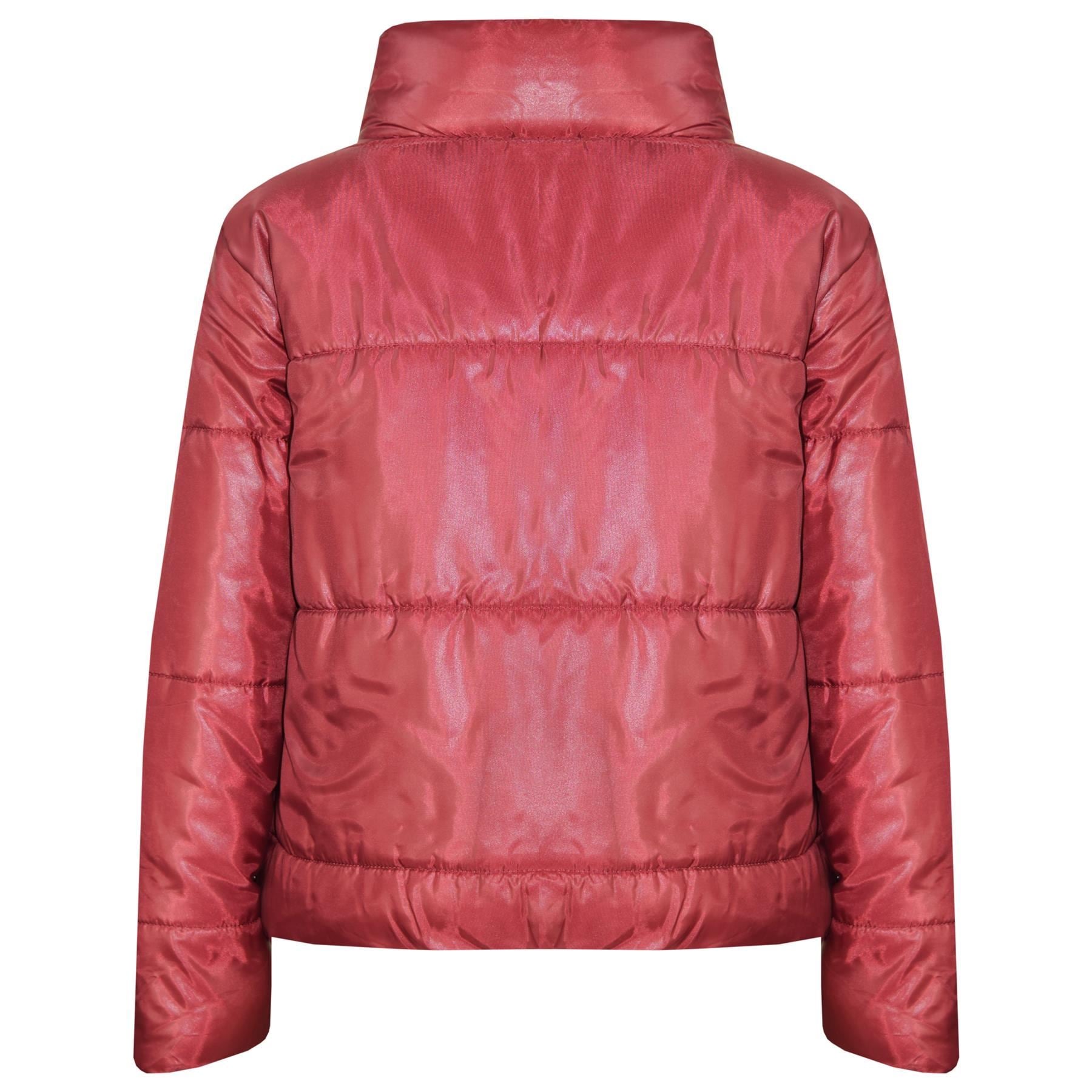 Girls Wine Wetlook Padded Quilted Puffer Jacket - Kids Clothing Store