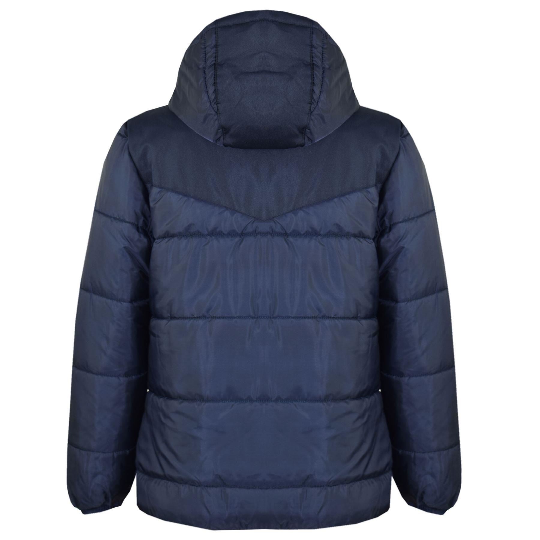 Kids Jacket Girls Boys Padded Navy Puffer Hooded Zipped Coat Warm Thick Coats