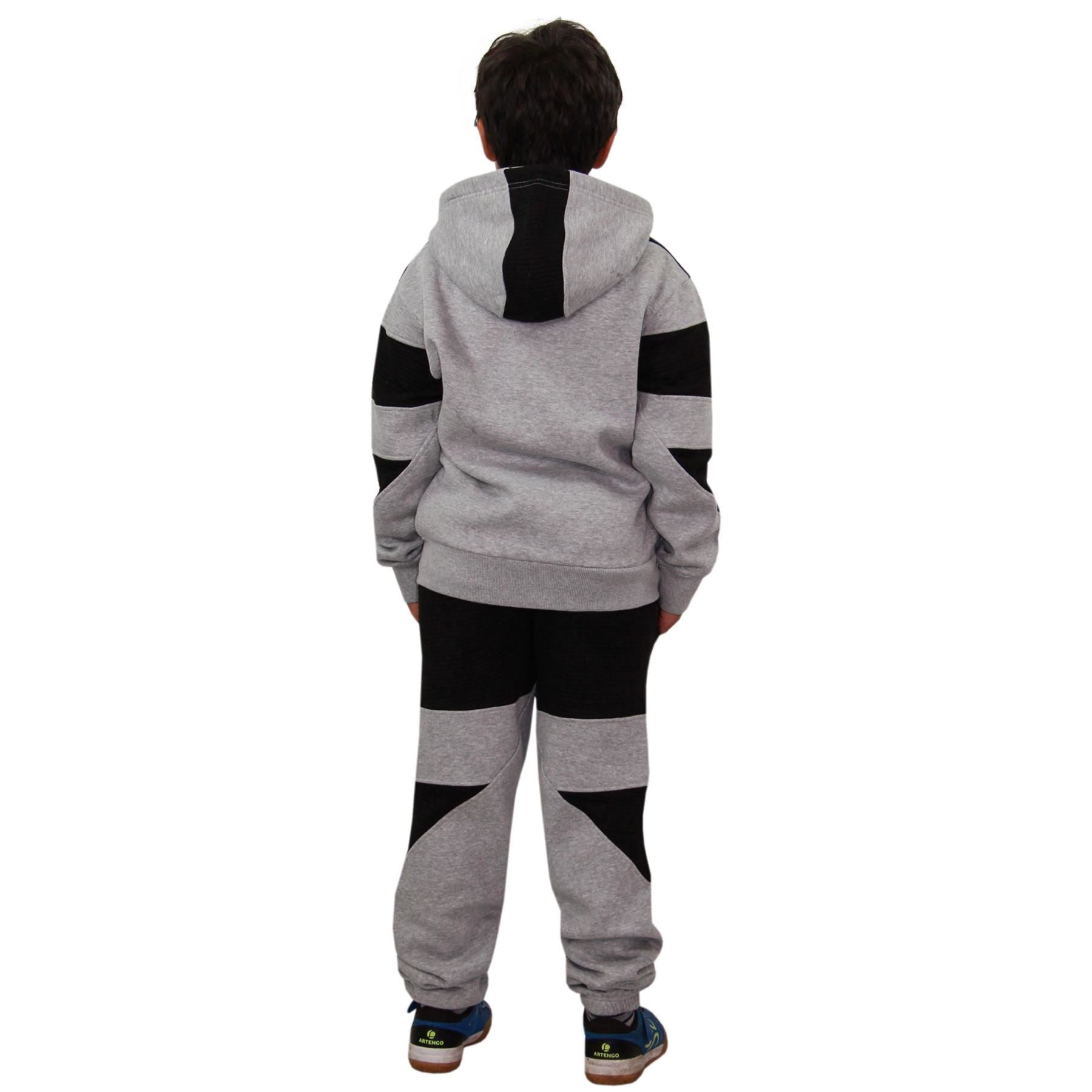 Boys Girls Grey & Black Fleece Hoodie Tracksuit