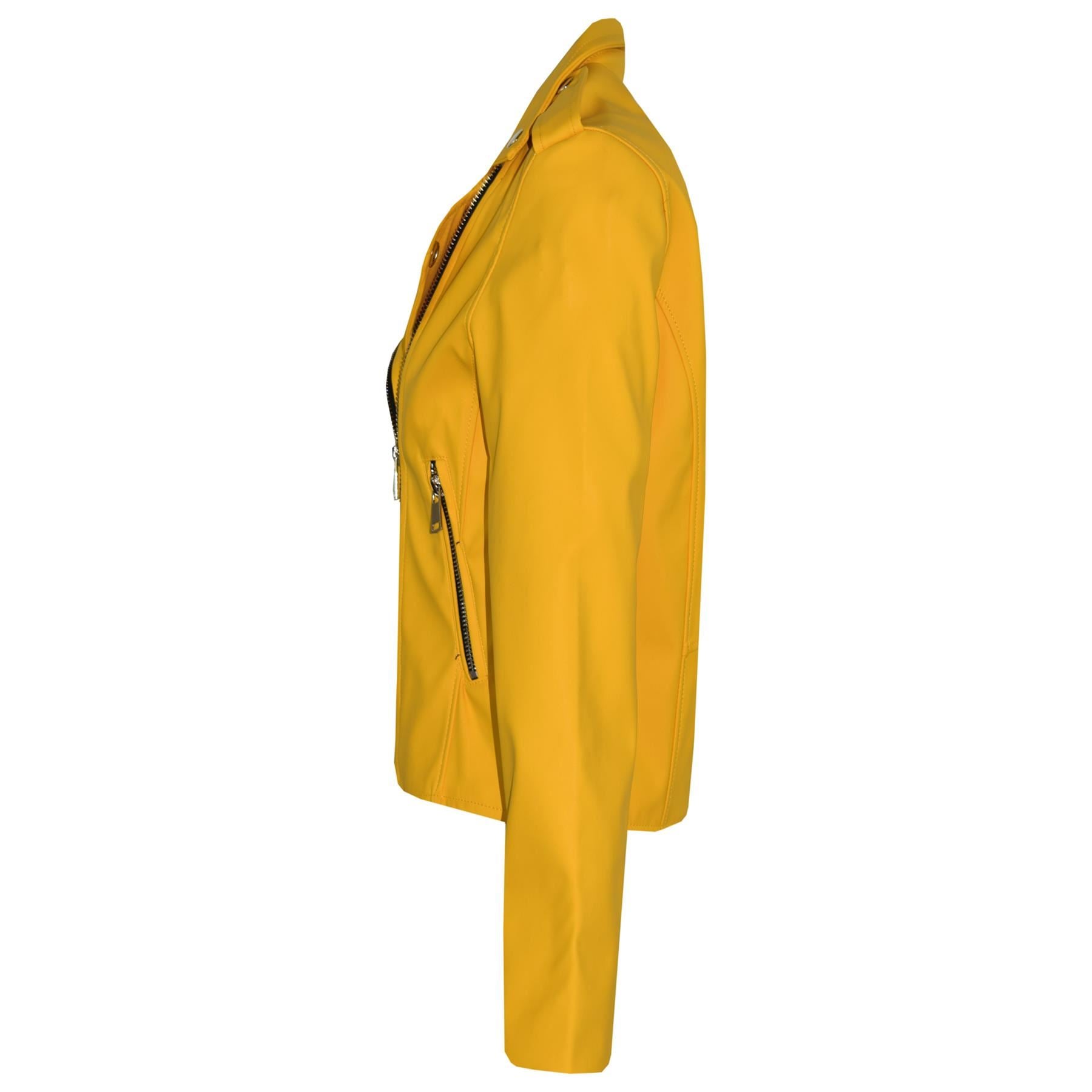 Kids Girls Mustard Jackets PU Leather Zip Up Biker Coat Overcoats